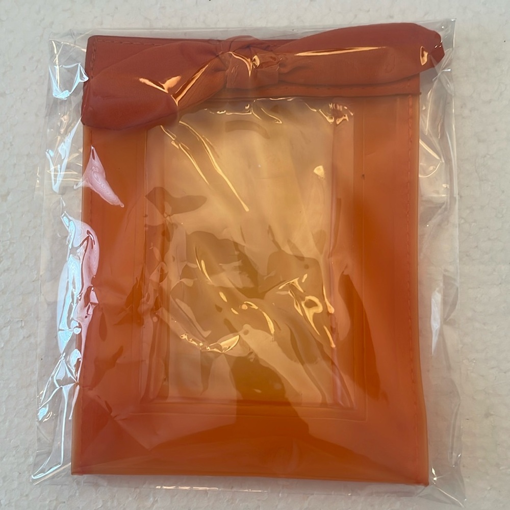 Mary Kay cosmetics velocity vinyl gift bag window bow orange